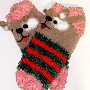 Cute Fuzzy Reindeer Socks